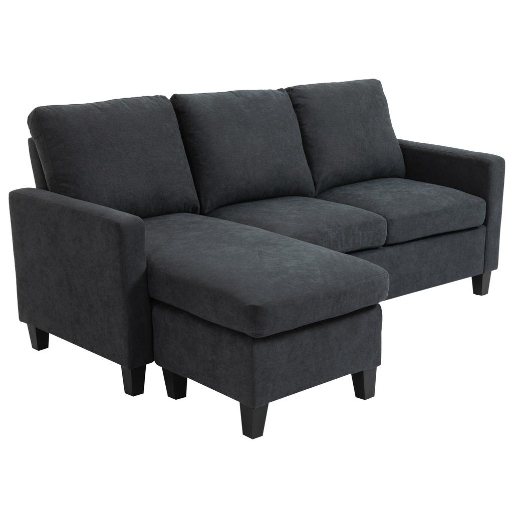 Corner Sofa, Sofa Set, with Reversible Chaise Longue, 197 X 139 X 91cm, Dark Grey