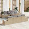 VidaXL 7-Piece Garden Sofa Set with Beige Cushions Poly Rattan 3355659