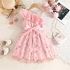 Summer Children Leaf Inclined Shoulder Strap Craft Skirt Girls Fashion Casual Dress