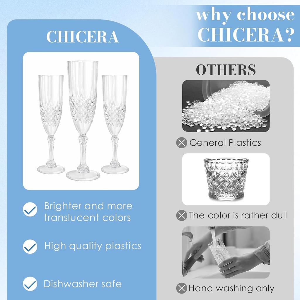 12 Pcs White Plastic Champagne Flutes - Durable, Bulk Glasses for Weddings, Parties & Everyday Use
