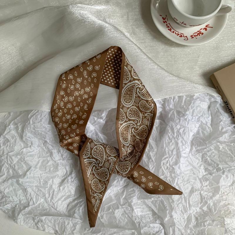 

Cashew flower silk scarf high sense versatile streamer simple fashion scarf tied bag hair band ribbon