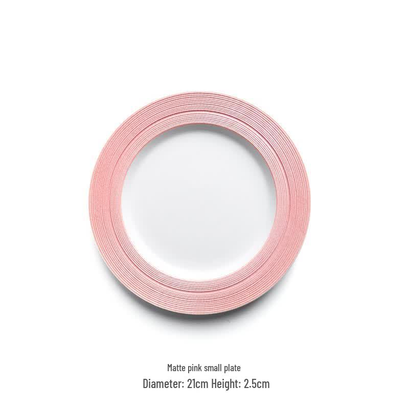 Nordic Style Brushed Pink Ceramic Dinner Plate