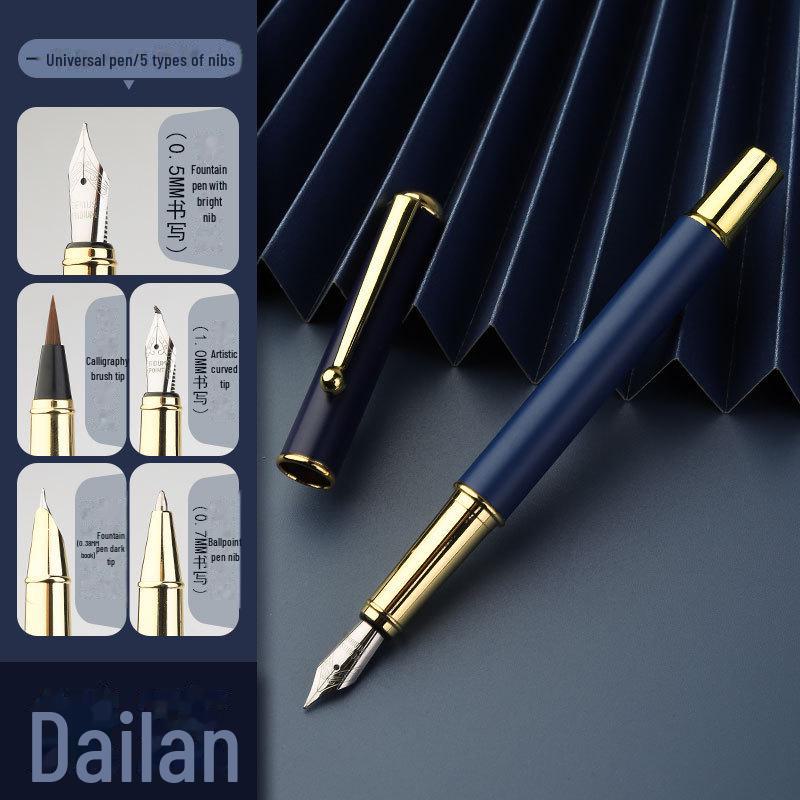 

Универсальная металлическая перьевая ручка: Многоперьевые каллиграфические и шариковые ручки для офиса и студентов 0.38mm【Fountain pen dark tip】
