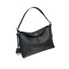 Women's Hazy Blue Cowhide Underarm Tote Bag, Large Capacity, Soft Leather Crossbody for Commuting