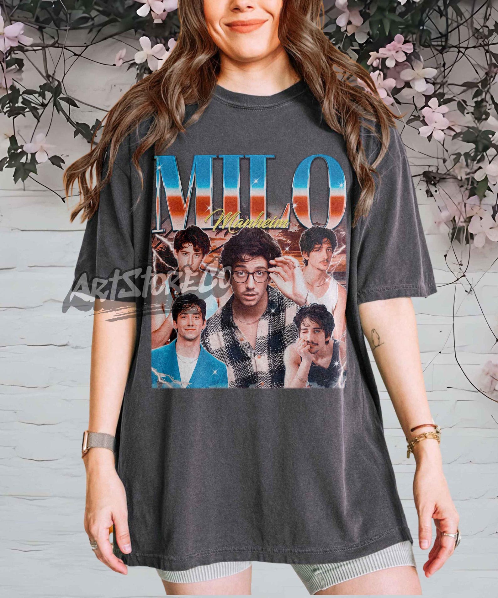Milo Manheim Retro Collage T-Shirt, Vintage Inspired Graphic Tee XL