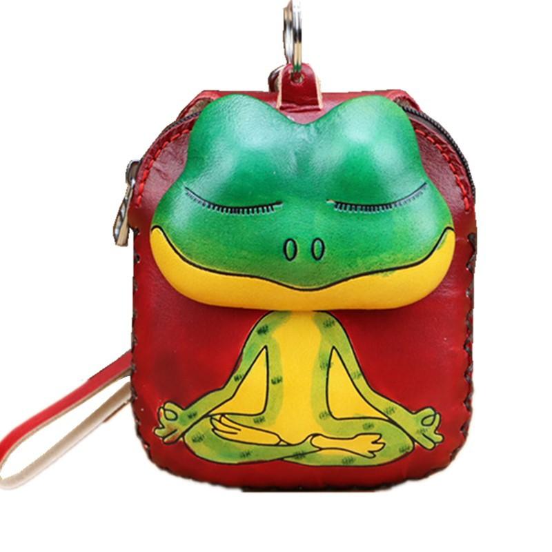 First Layer Cowhide Frog Mini Change Bag Cowhide Card Bag Key Coin Bag Clutch Bag Children'S Handbag