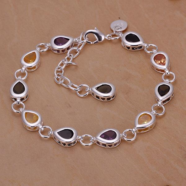Jewelry Plated with 925 Silver Colored Stone Zircon Drop-shaped Women's Bracelet Jewelry Gift