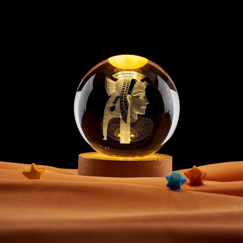 Pharaoh 3D Laser-Engraved Crystal Ball Night Light