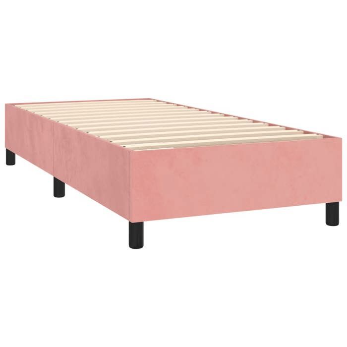 Lit avec matelas - Maison Exclusive - 90x200 cm - Velours rose - Tête de lit réglable