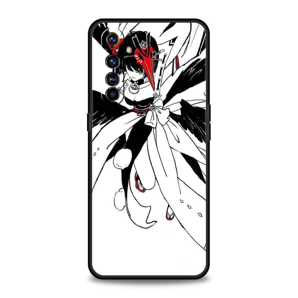 Genshin Impact Black and White For Realme 9i Luxury Phone Case 9 8 5G GT2 7 6 Pro Plus 8i C21 C3 C11 C25 Black Silicone Cover