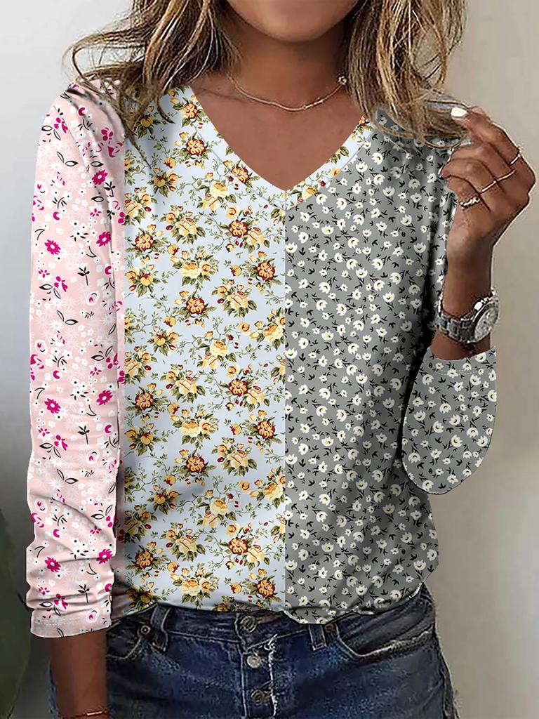 Letní nová móda 2025 dámské ležérní tričko s dlouhým rukávem a potiskem