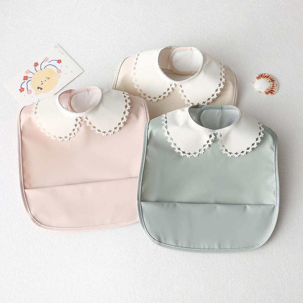 Sleeveless Waterproof Baby Bib with Lace - Reversible Anti-Dirt Feeding Smock
