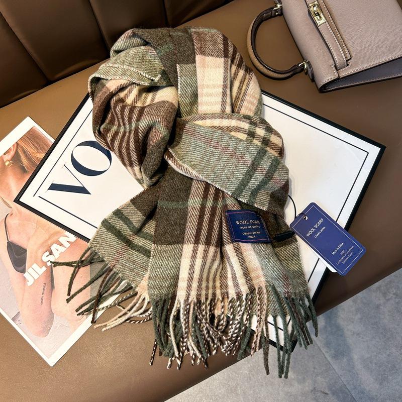 Autumn and Winter New Blended Scarf Women's British Versatile Plaid Scarf Couple Warm Thickened Fringed Shawl