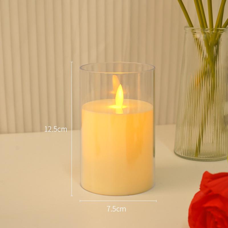 LED Simulierte Kerze mit Acrylglasbecher für Weihnachts-, Geburtstags-, Hochzeits-Atmosphärendekoration