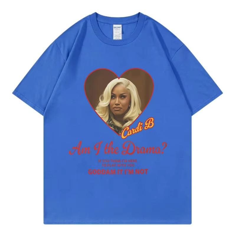 Cardi B Am I The Drama Funny Meme Tshirts Unisex Women Fashion Hip Hop Short Sleeve T Shirt High Quality Cotton Oversized Tshirt