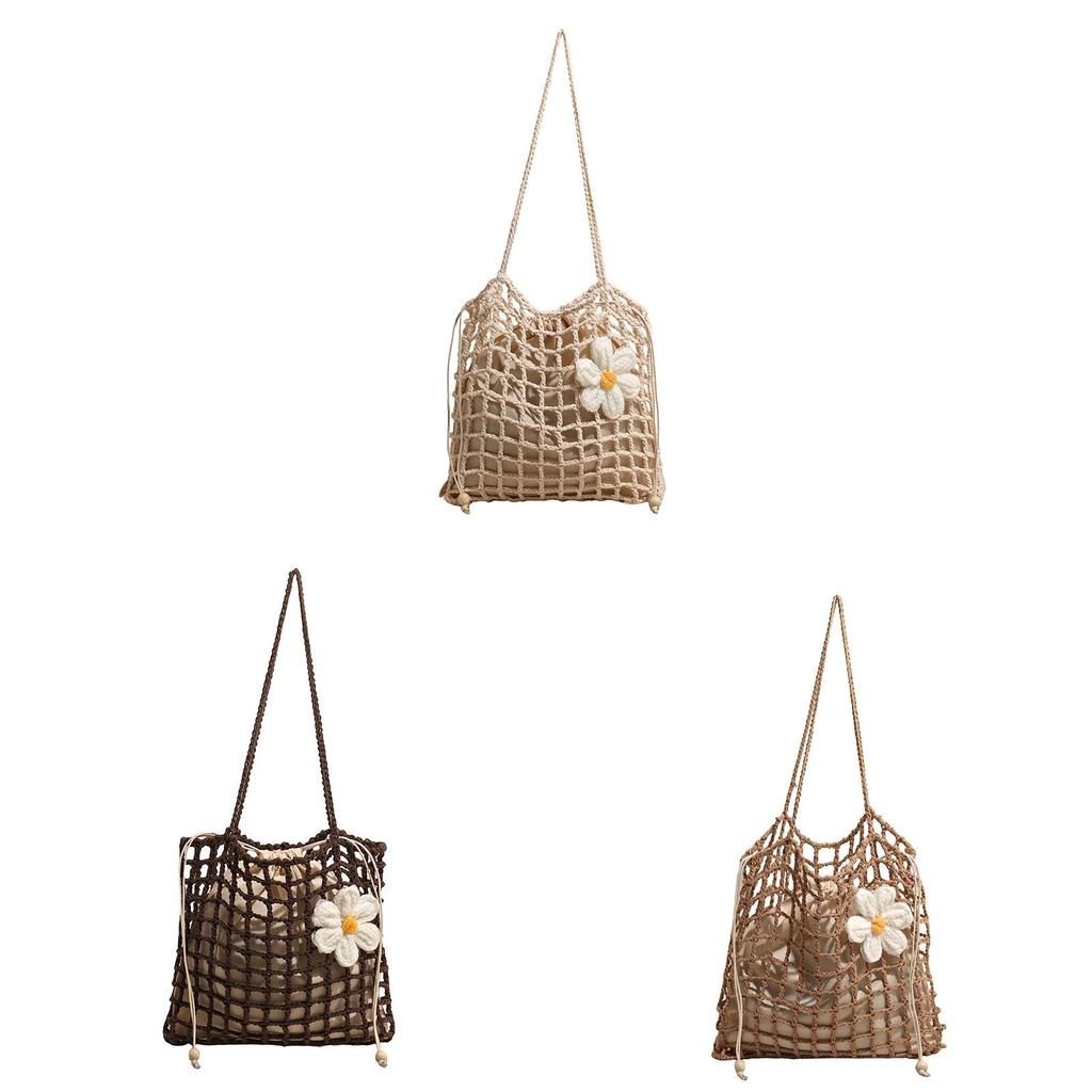 Stylish Woven Mesh Shoulder Bag For Summer Beach Vacation And Casual Outings