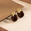 Design Sense Flocking U-Shaped Round Atmosphere Simple Women'S Personality Temperament Earrings
