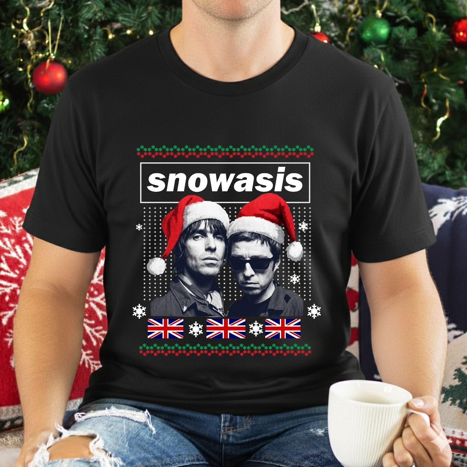 Snowasis Christmas T-Shirt Festive Music Fans Holiday Celebrations Xmas Gift Top S