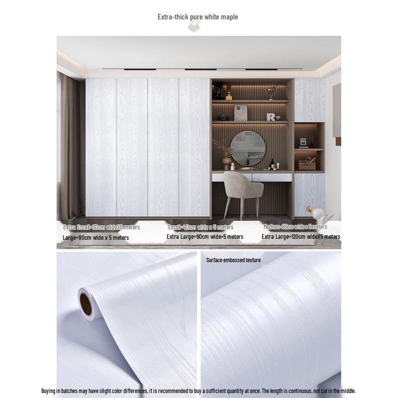 White Wood Grain Self-Adhesive Waterproof Film for Furniture and Cabinet Renovation