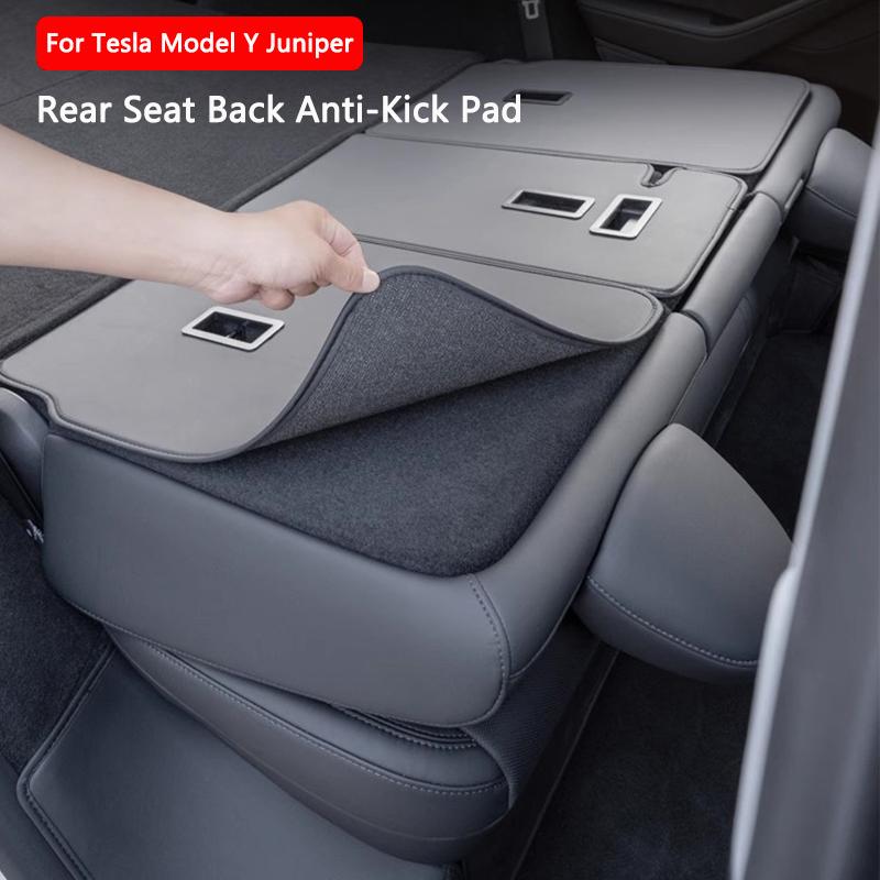Rear Seat Back Cover For Tesla Model Y Juniper / Launch Leather Backrest Protector All Weather Split Cargo Liner Anti-dirty Pads