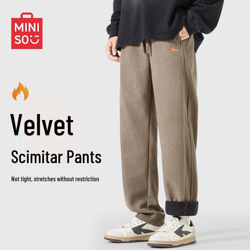 

MINISO Men s Plush Lined Warm Straight-Leg Casual Pants 2XL