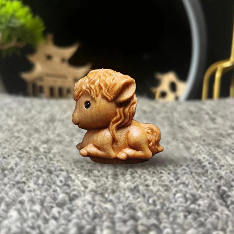 1/2pcs Charming Handcrafted Horse Statue 2026 Chinese New Year Zodiac Horse Ornaments Wood Carving Desktop & Holiday Decor Gift