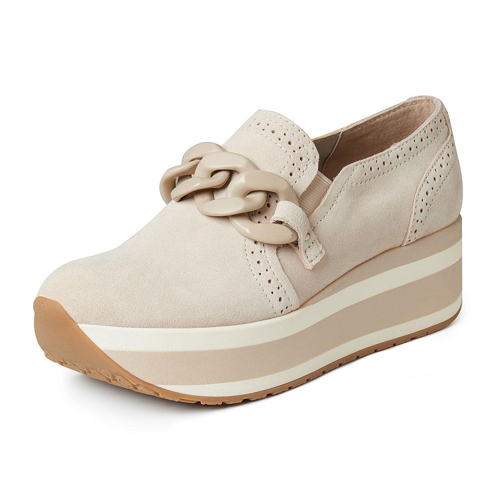 

GIGIFOX Platform Wedges Women Flat Shoes Chain Round Toe Mixed-Color Slip-On Flats Leisure Casual All-Match Shoes For Woman 10