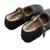 Wear Small Fragrant Wind Fluffy Shoes Female Flat Woolen Mary Jane Velvet Evening Wind Skirt Fairy Ballet Fluffy Shoes