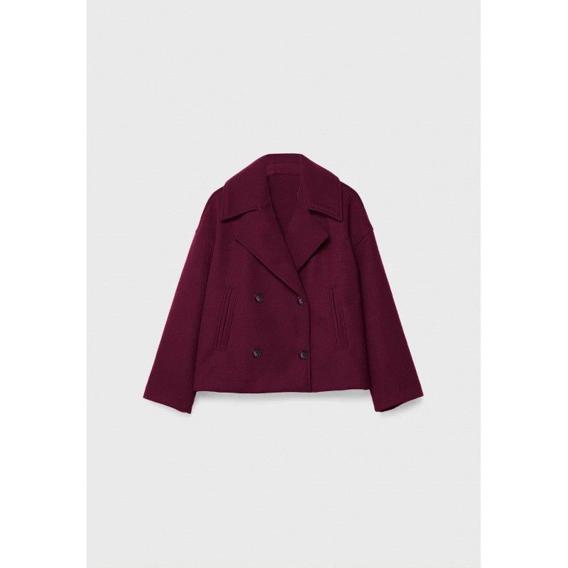 

Jacket for All Seasons Autumn New Women clothes European and American Fashion Simple and Versatile Double Breasted Outerwear Deep red XXXL