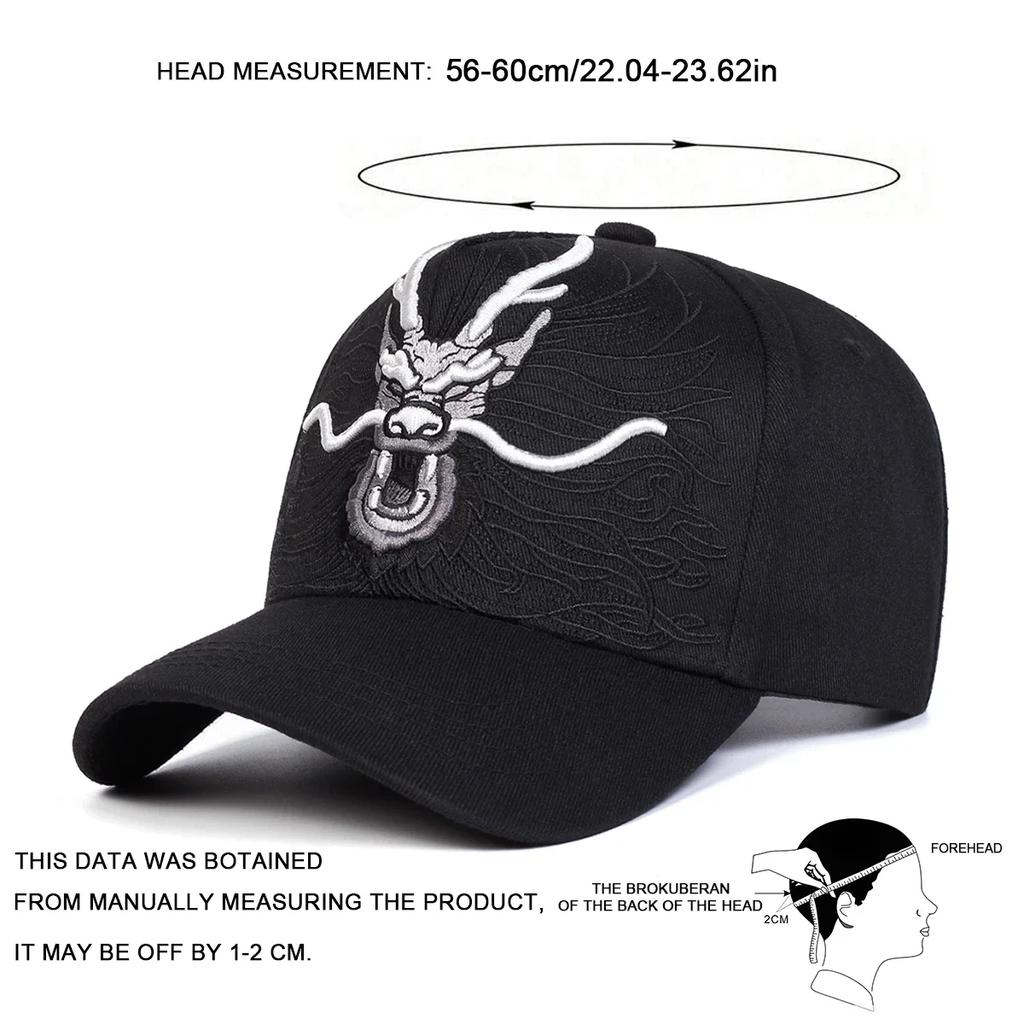 Unisex Dragon Embroidery Baseball Caps Spring and Autumn Outdoor Adjustable Casual Hats Sunscreen Hat Sports Cap