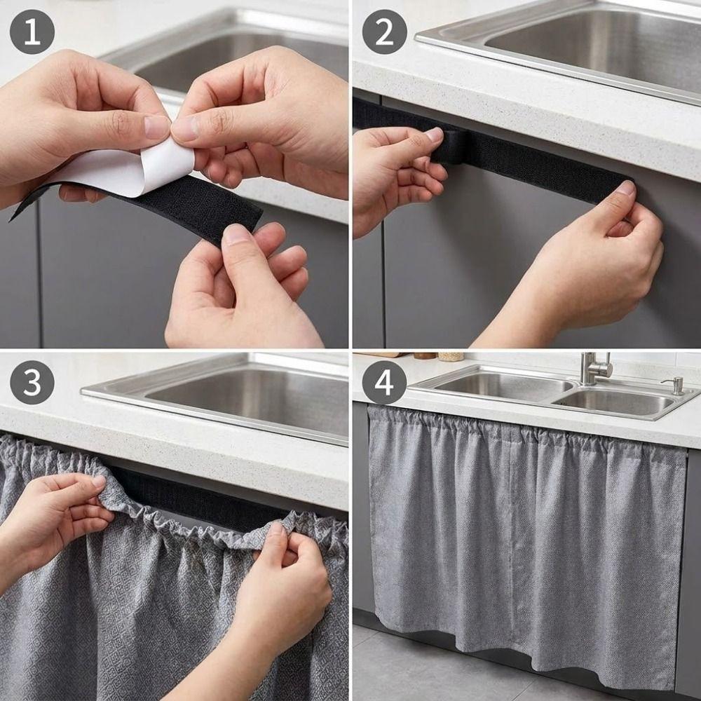 Washable Under Sink Curtain Removable Bathroom Vanity Cover Bathroom Sink Skirt  Laundry Room