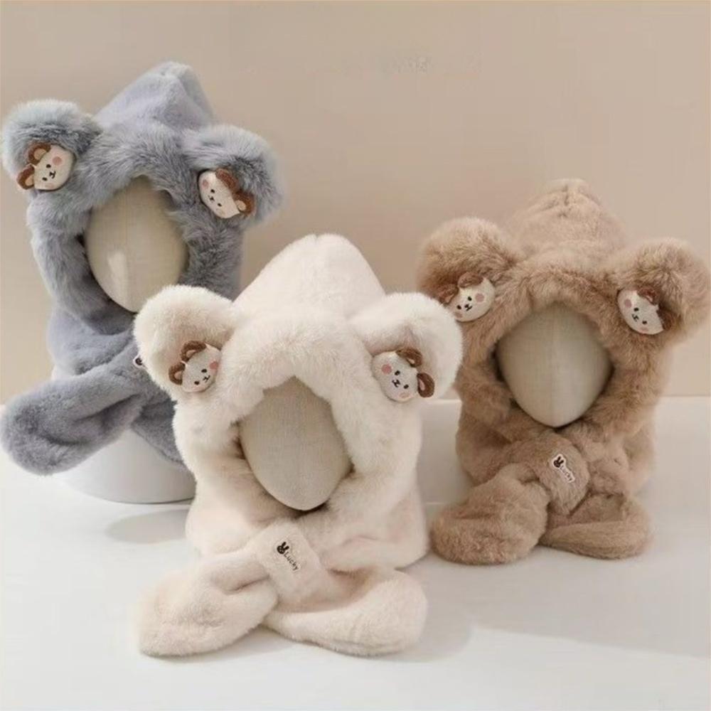 Plush Winter Baby Hat Windproof Pullover Hat New Kids Hat Hooded Scarf