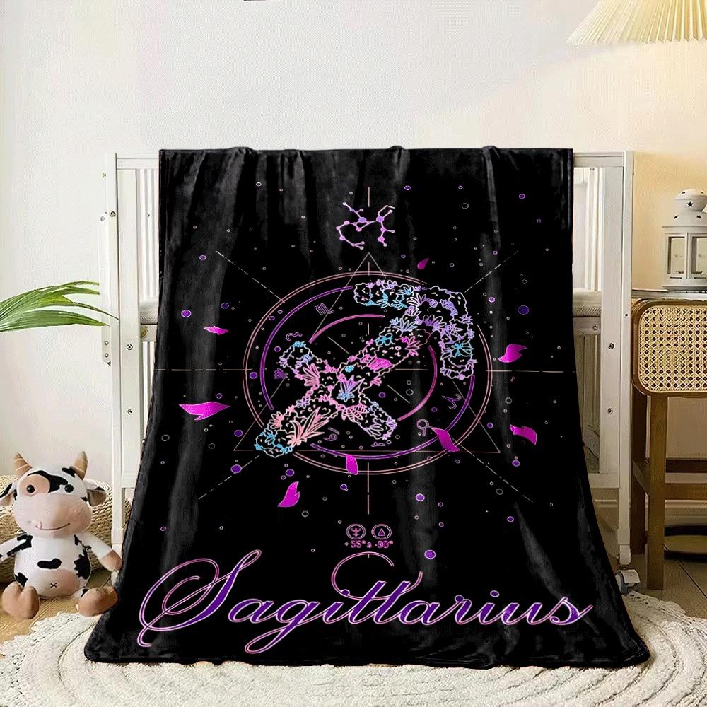 Floral Sagittarius zodiac sign with cosmic elements and constellations. for all seasons blanket lunch break throw gift 80cm x 120cm