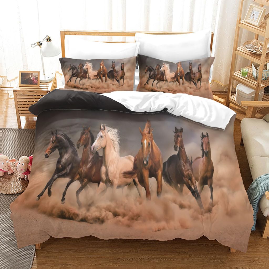 Comforter Horses Printed Queen Size Chic Exotic Comforter With Teens Adults Kids Boho Geometry Bedding Set