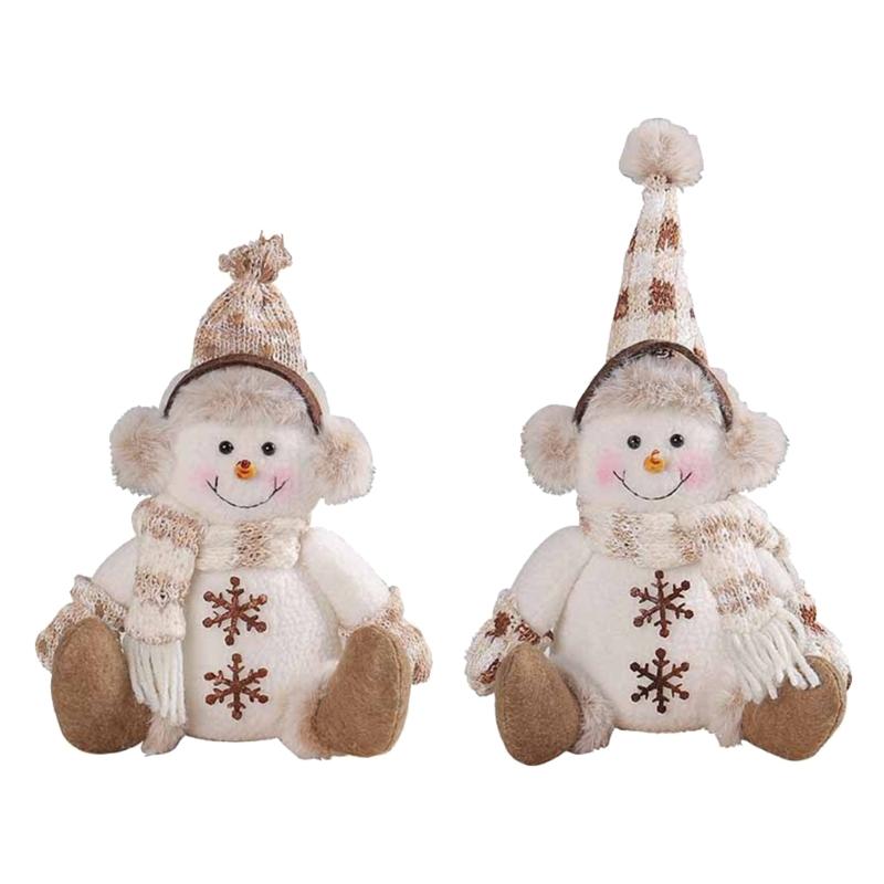 Polygonal Knit Snowman Plush with Rudolphs Hat Festival Christmas Decoration Soft Fabric Gnomes Figure