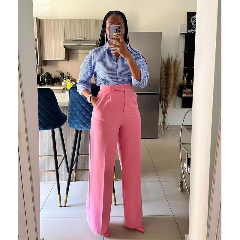 High Waist Straight Wide Leg Pants