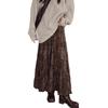French Retro Pleated Velvet A-Line High Waist Skirt for Women - Spring/Autumn