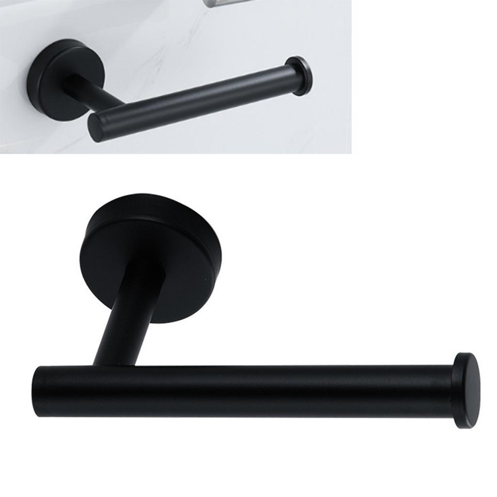 Paper Towel Holder Stainless Steel Black Matte Cylindrical Paper Towel Hanging Shelf for Home