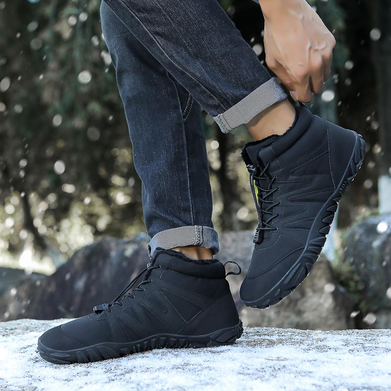 Winter Warm Hiking Shoes Men Women High-top Walking Snow Boots Plush Anti-slip Outdoor Sports Shoes