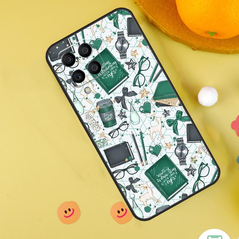 Books And Coffee Case For Samsung Galaxy M35 M33 M21 M31 M16 M36 M56 M53 M13 M12 M32 M52 M15 M55 M14 M34 M54