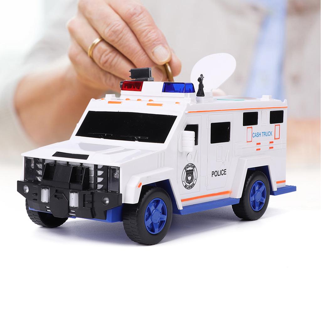 Camión de Dinero Hucha Contraseña de Huella Dactilar Electrónica Automática Caja de Ahorro de MonedasBlanco