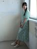 Vincent Navy Floral Short Sleeve Dress_White