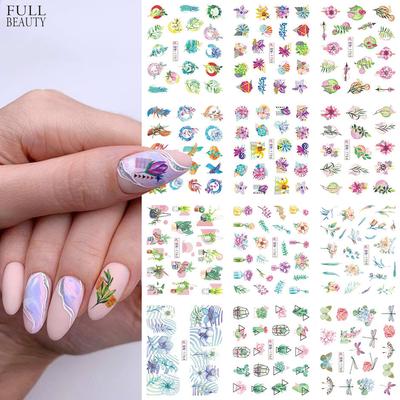 12 Styles Nail Art Water Transfer Sticker English Abstract Image Transfer Slider Decoration