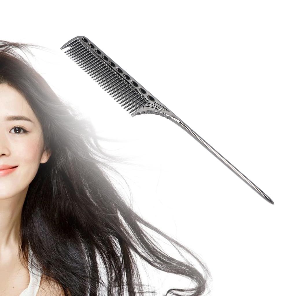 Professional Rat Tail Hair Comb Salon Hairdressing Styling Comb Barber Aluminum Metal Comb