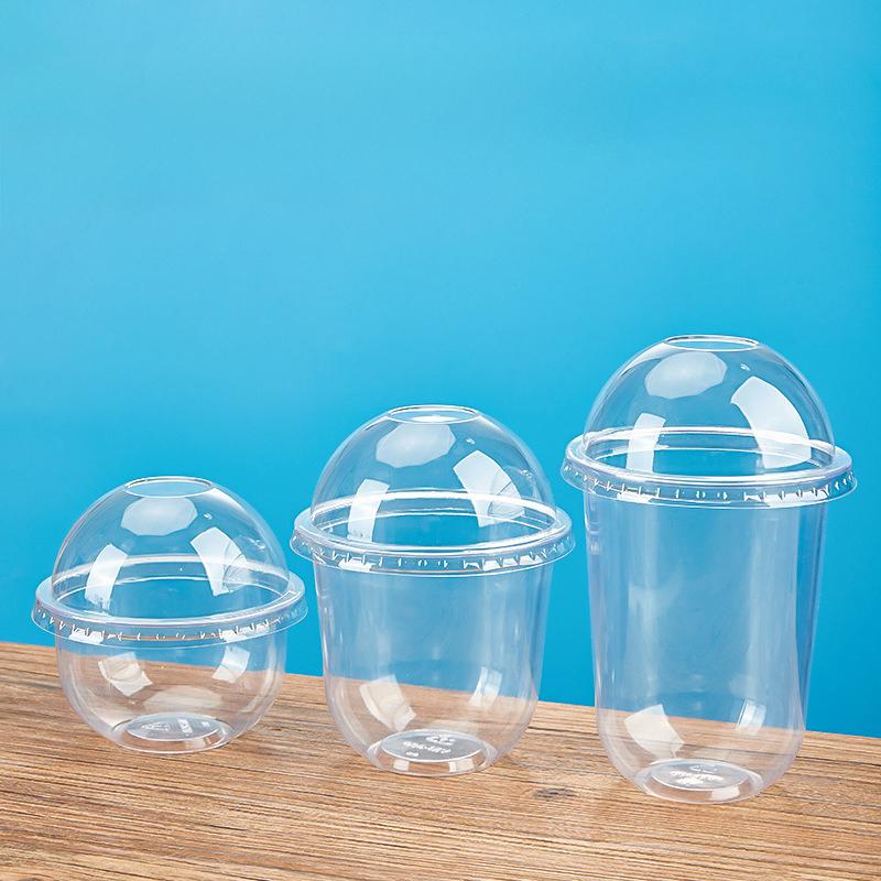 250/360/500ml Disposable Salad Cups Transparent Plastic Dessert Cups Container With Dome Lids For Ice Cream Cupcake Coffee Party