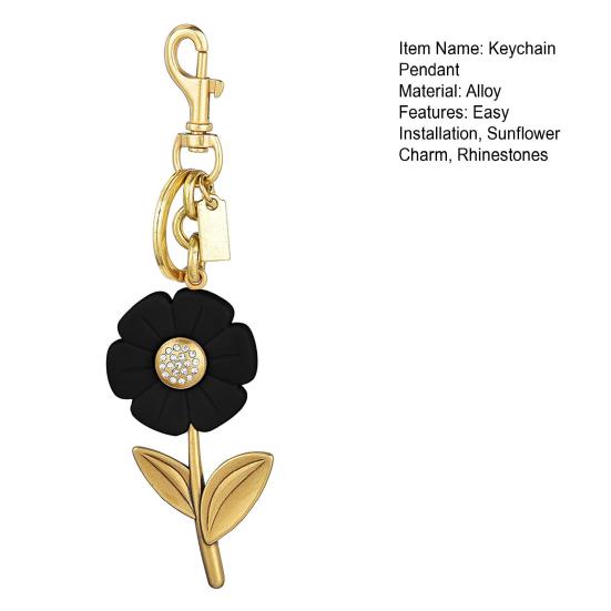 Keychain Pendant Sparkling Rhinestones Inlaid Flower Shape Key Chain with Lobster Clasp Hanging Design Keyring Backpack Accessory