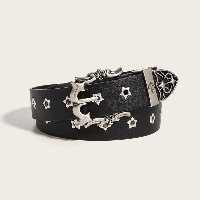 Cintura in Pelle alla Moda con Borchie a Stella Uniche per Giovani Adulti Versatile di Alta Gamma Punk- Chiusura a Spilla Cintura Casual da Donna