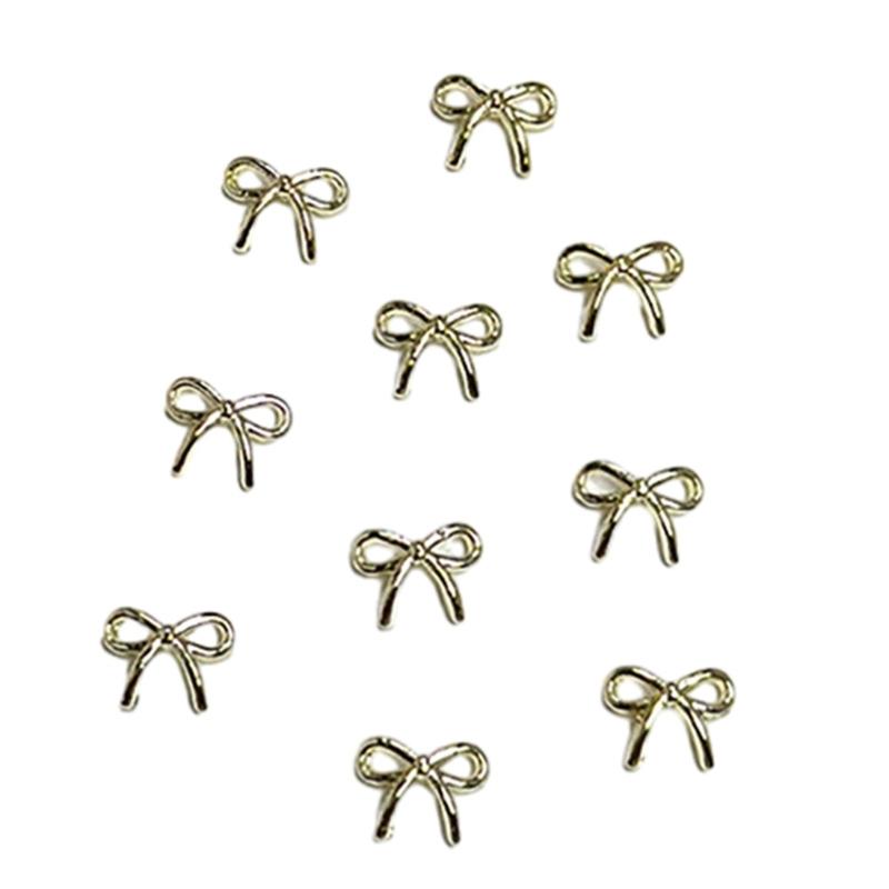 10pcs Delicate Alloy Bow Nail Gems for Stylish and Cute Nail Decorations for Women Girls