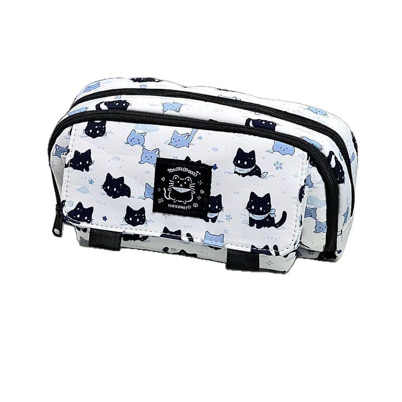 Snowy Kitten Flip-Top Pencil Case - Large, Multi-functional Cartoon Cute Stationery Organizer