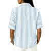 Women Striped Collared Button Down Short Sleeve Loose Fit Casual Top Lightweight Blouse for Everyday Wear Office School Travel